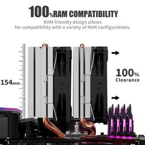 Refroidisseur de processeur PC upHere, 6 caloducs, dissipateur à double tour, ventilateur de refroidissement ARGB 120 mm, 4 broches PWM pour plateformes Intel et <span class=keywords><strong>AMD</strong></span> - Product Image 2