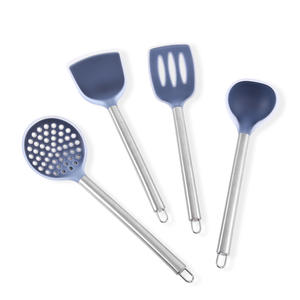 Set di utensili da cucina in acciaio inossidabile e silicone, 4 pezzi, cucchiaio, spatola, colino, mestolo <span class=keywords><strong>per</strong></span> cucina in stile cinese - Product Image 5