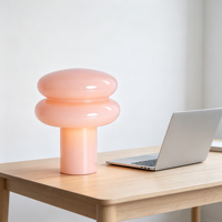 Lampe de bureau en céramique Murano vintage style crème française, lumière de chevet nordique chaleureuse en forme de champignon, luxe