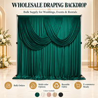 Tissu de drapage vert émeraude superposé 5ft x 20ft avec passe-tiges pour toile de fond de mariage, tentes et décorations de fêtes d'anniversaire
