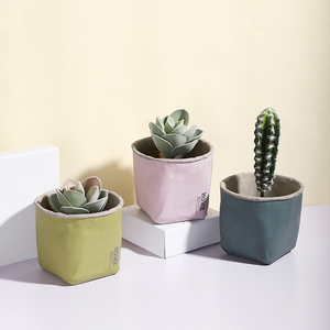 Fresco sacchetto di carta disegno di figura su misura logo <span class=keywords><strong>cemento</strong></span> giardino di casa decorazione ceramica mini succulente vaso di fiori per matrimoni - Product Image 1