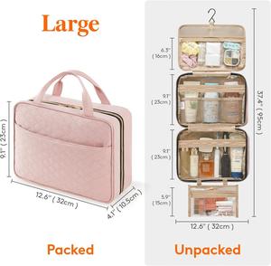 Bolsa de Maquillaje Rosa Grande para Colgar, Organizador de Cosméticos de Viaje para Mujer - Product Image 4