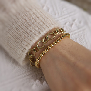 Bracciale in acciaio inox Muliti bracciale in acciaio inox Punk Cuba a catena bracciale con personalità in acciaio al titanio per le donne - Product Image 1