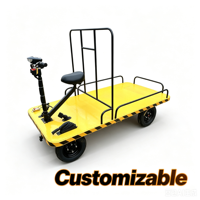 Chariot à plateau électrique avec barrières métalliques amovibles, 4 roues, conduite arrière, pour le transport de bétail et de légumes en ferme, personnalisable