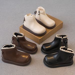 Bottes pour enfants de haute qualité, style britannique, décontractées, à talon plat, avec fermeture éclair, légères, confortables et chaudes, vente en gros - Product Image 1