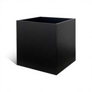 Jardinière carrée en acier noir de 26 pouces, robuste, écologique, style américain, pot de fleurs pour usage intérieur/extérieur, usage commercial et domestique - Product Image 1