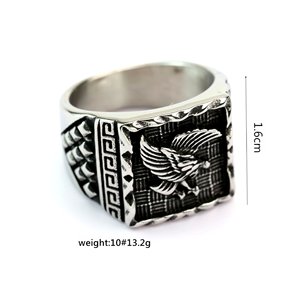 Vintage Stainless Steel Men's <b>Ring</b> Eagle Relief Geometric Pattern Retro Style Gift Jewelry - Product Image 5
