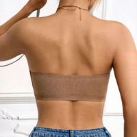 Sujetador sin tirantes para mujer, fino, sólido, sin costuras, con borde ondulado, antideslizante, sexy, con cierre frontal, push-up, con efecto de realce y sin espalda