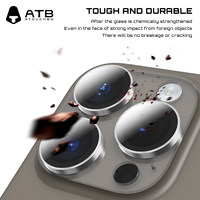 ATB nouveau métal aluminium verre caméra lentille protecteur d'écran pour Iphone 15 Pro Max caméra lentille écran Film de protection
