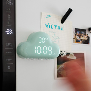Cloud Shape <b>Digital</b> Alarm <b>Clock</b> With Voice Control USB Rechargeable Magnetic Night Light For Bedroom - Product Image 1