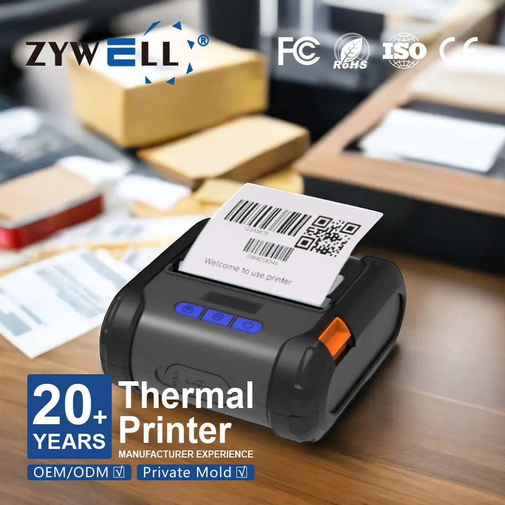 ZYWELL 미니 프린터 휴대용 라벨 스티커 마킹 프린터 고속 인쇄 프린터