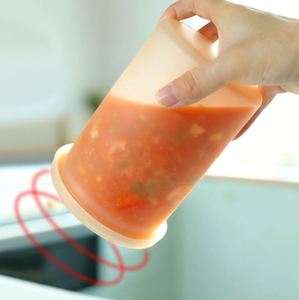 Contenants de stockage alimentaire en silicone personnalisés de 600 ml avec couvercles, boîte à lunch réutilisable empilable - Product Image 3