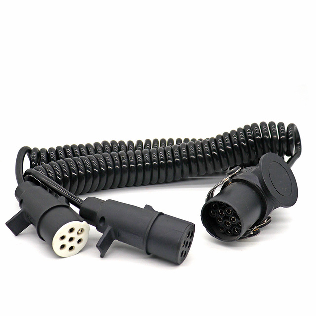 24V Electrical Coil 15 Pin to 2 X 7 Pin Twin Trailer N S Type Suzi Coil Cable 3.5m 4m ISO 1185 3751 Suzie EBS ABS Spiral Cable