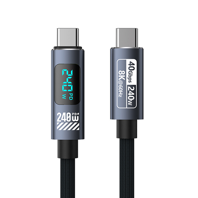 240W USB C to USB C Cable USB4 40Gbps 8K 60Hz Thunderbolt Data Cable with LED Display for Macbook iPad iPhone 17 16 15 Pro Max