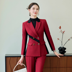 Bộ đồ hai mảnh cao cấp của phụ nữ mùa thu mùa đông thời trang với chủ nhà khí chất rắn hàng đầu và màu tương phản xã hội 2604 - Product Image 2