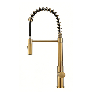 Grifo de Cocina Flexible con Rociador en Cascada, Acero Inoxidable 304, Acabado Dorado Cepillado, Mezclador de Agua Fría y Caliente CC295-GBG - Product Image 3