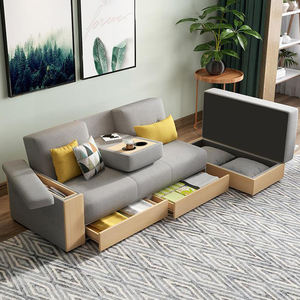 <span class=keywords><strong>Canapé</strong></span>-lit sectionnel <span class=keywords><strong>convertible</strong></span> moderne <span class=keywords><strong>avec</strong></span> rangement, chaise longue rectangulaire, tiroir coulissant, porte-gobelets, pour petit salon - Product Image 3