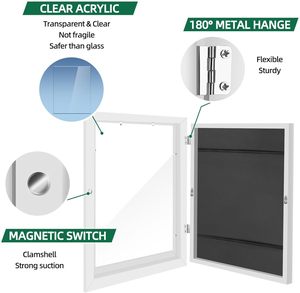 กรอบรูปไม้กันน้ำสำหรับงานศิลปะเด็ก ขนาด 8.5x11 นิ้ว เปิดด้านหน้า สีขาว แบบ Shadow Box สามารถเปลี่ยนภาพได้ - Product Image 5