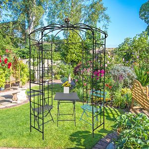 Arche de jardin en métal Db, 81,3'' de diamètre x 114,2'' de hauteur, forme cage à oiseaux, pergola en fer pour jardin, style classique, revêtement poudré noir - Product Image 4
