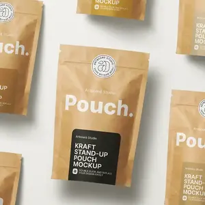 O alimento seco reciclado personalizado biodegradável levanta-se sacos de papel Kraft de empacotamento sacos de papel com janela translúcida