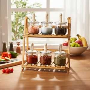 <b>Kitchen</b> <b>Gadget</b> Cooking Organizer 2 in 1 Retractable Spoon & Lid Spice Jar 300ml 10oz Salt Sugar Pepper Condiment Seasoning Jars - Product Image 5