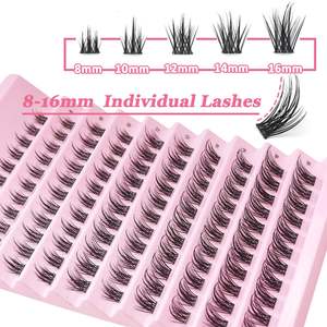 New Handmade C D Curl Segment DIY <b>Cluster</b> <b>Lashes</b> Private Label Extension Eyelash Super Matter Black Black Cotton Band Smoothest - Product Image 5