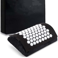 Coussin de massage des pieds sous le bureau avec tapis d'acupression ergonomique rond en tricot noir pour le bureau et la maison, soulagement de la circulation sanguine