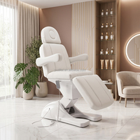 Table de massage électrique réglable pour soins du visage et cils, design moderne avec 3 moteurs, chaise esthétique incurvée en cuir PU pour hôtel