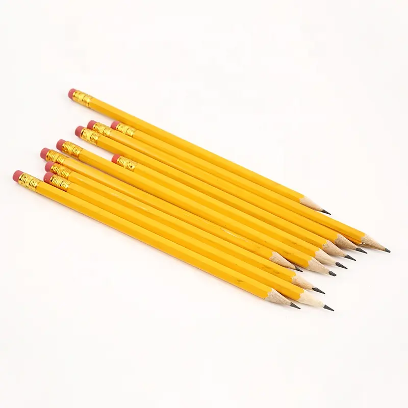 High Quality Wholesale Wooden Standard HB Pencils With Eraser For Children