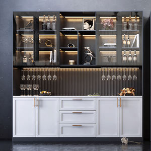 Cave à vin salon encastré dans le mur salle à manger vitrine moderne bar cave à vin en verre à led - Product Image 1