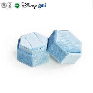 Scatola di gioielli in velluto con Logo personalizzato all'ingrosso scatola di lusso 2 slot scatola di anelli di nozze <span class=keywords><strong>Vintage</strong></span> Mini esagonale scatola di gioielli in velluto - Product Image 2