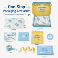 Boîte d'emballage personnalisée bleue pour cadeaux de vêtements, chaussettes, barboteuses et porte-bébés de marques de boutique pour enfants, avec livraison