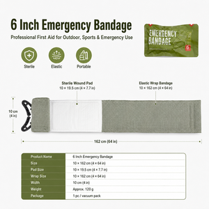 Bandage <span class=keywords><strong>israélien</strong></span> durable Risenmed, 6 pouces, bandages d'urgence, <span class=keywords><strong>garrot</strong></span> médical, bandage stérile en rouleau pour le camping en plein air, la randonnée - Product Image 2