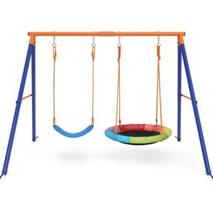 Premium Heavy Duty 440 libbre in metallo A telaio da esterno Set da 32 "piattini altalena e 26.2" Set di altalena Amictoy per asilo nido e cortile - Product Image 1