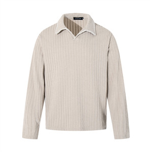 <span class=keywords><strong>Polo</strong></span> da <span class=keywords><strong>Uomo</strong></span> Trendy a Maniche Lunghe in Maglia Traspirante con Colletto, Tinta Unita, Texture a Costine, Trattamento Anti-Piega - Product Image 1