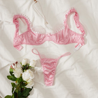 Ensemble de lingerie sexy de haute qualité pour femmes Sous-vêtements sexy Pure Desire Lace Flowers Ensemble de sous-vêtements sexy à trois points