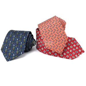 Cravate de crevettes crocodile haut de gamme Cravates en soie pure pour hommes Cravates imprimées personnalisées Cravates de créateur