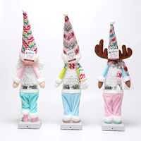 Poupées de Noël fantaisistes debout de 35 pouces avec lumières LED, figurines de Père Noël, bonhomme de neige et renne avec musique pour cadeau de Noël