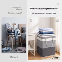 Panier à linge avec poignées, grande capacité, pliable, en coton et lin, boîte de rangement pour salle de bain, chambre à coucher, dortoir (style moderne minimaliste)