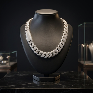 สร้อยคอเงินแท้ 925 ชุบทอง ประดับเพชรโมอิสซาไนต์แบบ Cuban Link 4 แถว สไตล์ฮิปฮอป สำหรับผู้ชายและผู้หญิง - Product Image 1
