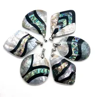 Collier pendentif en coquille d'ormeau naturelle, bijoux classiques à faire soi-même, goutte d'eau rectangulaire d'eau douce avec des charmes chics