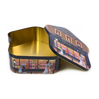 Vente en gros de boîte de conserve en forme de maison, récipient en métal pour biscuits, boîte chaude imprimée personnalisée, emballage cadeau pour chewing-gum, pain pour