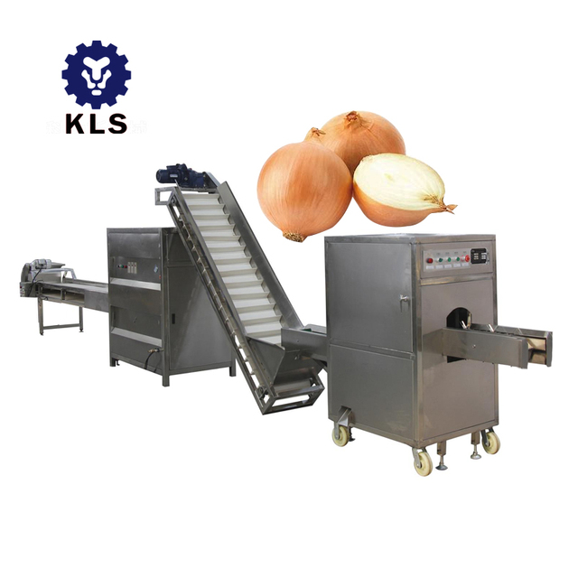 KLS Industry High Efficiency Automatic Onion Root Cutting Peeling Machine 500kg 1000kg Processing Production Line
