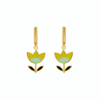 Anting-anting bunga Enamel Pendientes De Moda anting-anting bunga berlapis emas musim panas Set perhiasan anting-anting bunga untuk wanita