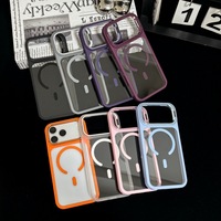 Coque de téléphone transparente mate avec béquille magnétique et protection d'objectif pour iPhone 18 Pro Max 17 Pro 16 15 14 13