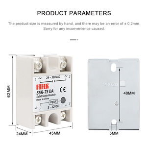 FQFER Rơ Le Trạng Thái Rắn Một Pha <span class=keywords><strong>SSR</strong></span> 75DA <span class=keywords><strong>SSR</strong></span>-75DA AC Điều Khiển DC - Product Image 2