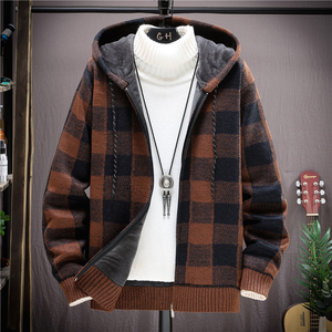 เสื้อฮู้ดซิปผู้ชาย แขนยาว สไตล์ลำลอง ซิปเต็มตัว บุขนเชอร์ปา ผ้าถักแบบคาร์ดิแกน มีกระเป๋า - Product Image 3