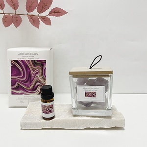 Olio essenziale all'ingrosso deodorante per ambienti di cristallo di pietra diffusore di aromaterapia pietre e cristalli per la casa In vaso di vetro quadrato - Product Image 2