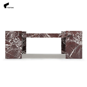 Tavolino da caffè quadrato in marmo <span class=keywords><strong>rosso</strong></span> <span class=keywords><strong>Vintage</strong></span> lucido di alta qualità Design moderno per salotto e mobili da cucina - Product Image 3