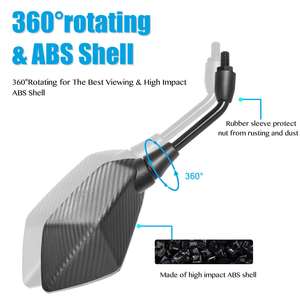 Espejo Retrovisor Universal Ajustable para Motocicleta - Espejo Convexo Rómbico con Tornillo de Rosca a la Derecha de 10 mm, 8 mm, 10 mm - Product Image 4